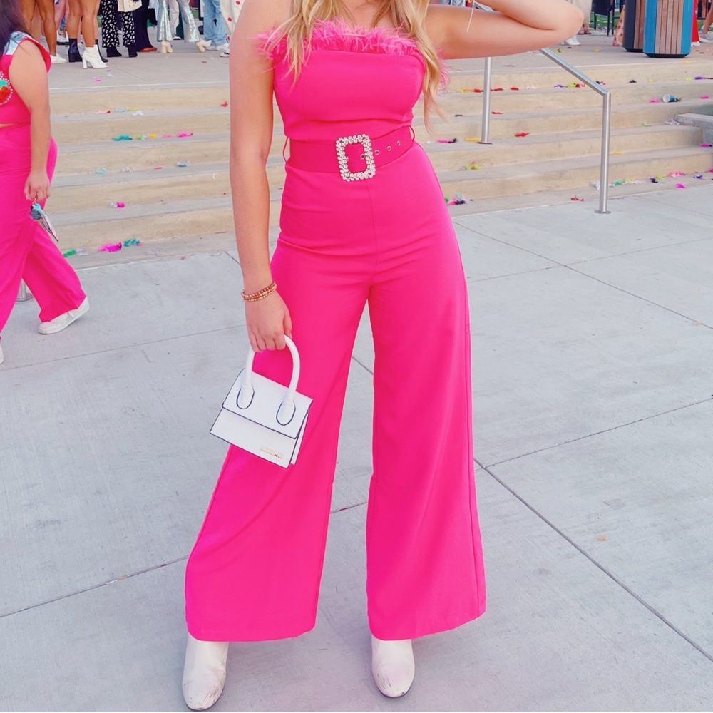 Bright pink fashion nova jumpsuit